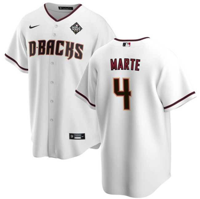 Mens Arizona Diamondbacks #4 Ketel Marte White 2023 World Series Cool Base Stitched Jersey Dzhi